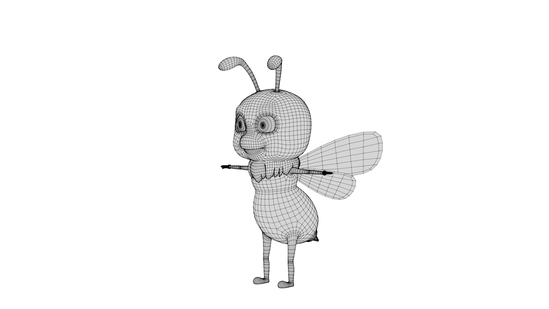 Rigged Cartoon Bee 3D model_7