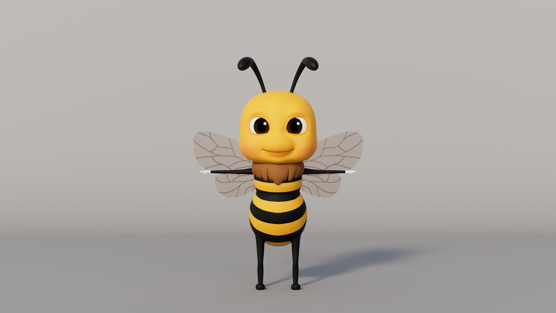 Rigged Cartoon Bee 3D model_1