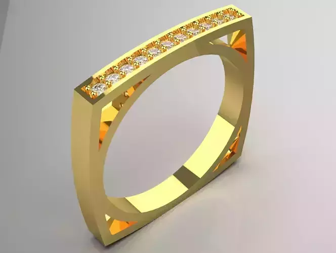 Square and circle design jewelry ring jr00130