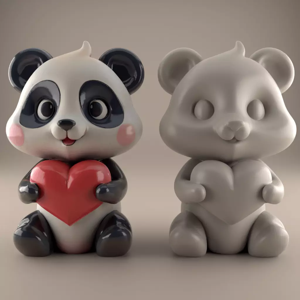 Cute Panda with Heart STL 3D Print for Gift or Decor 3D print model_0