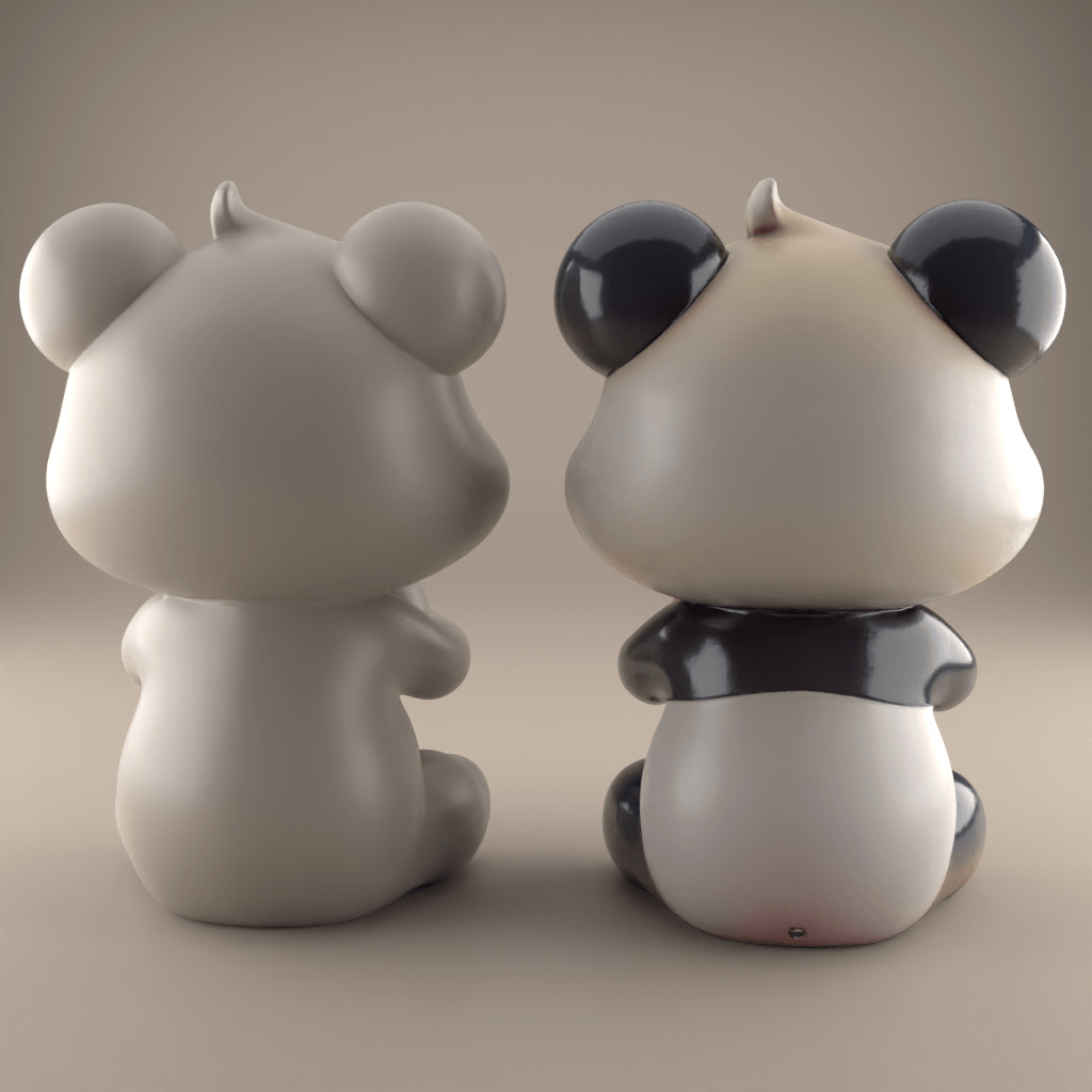 Cute Panda with Heart STL 3D Print for Gift or Decor 3D print model_3