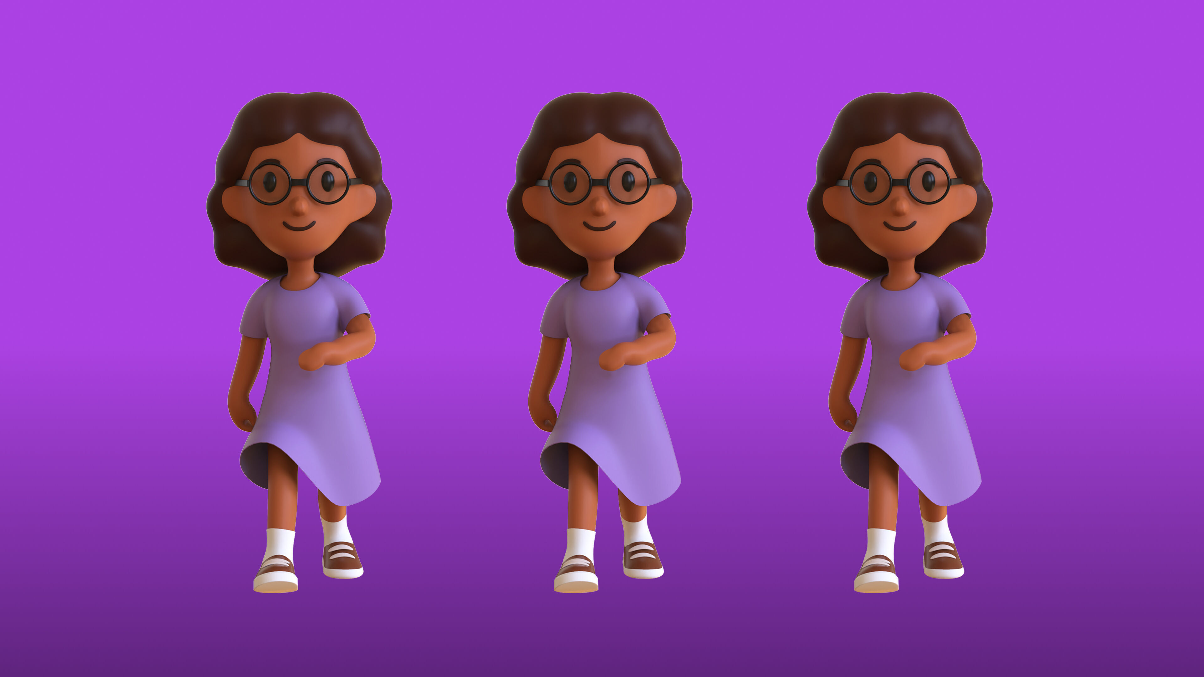 Casual Characters 01 Low-poly 3D model_14