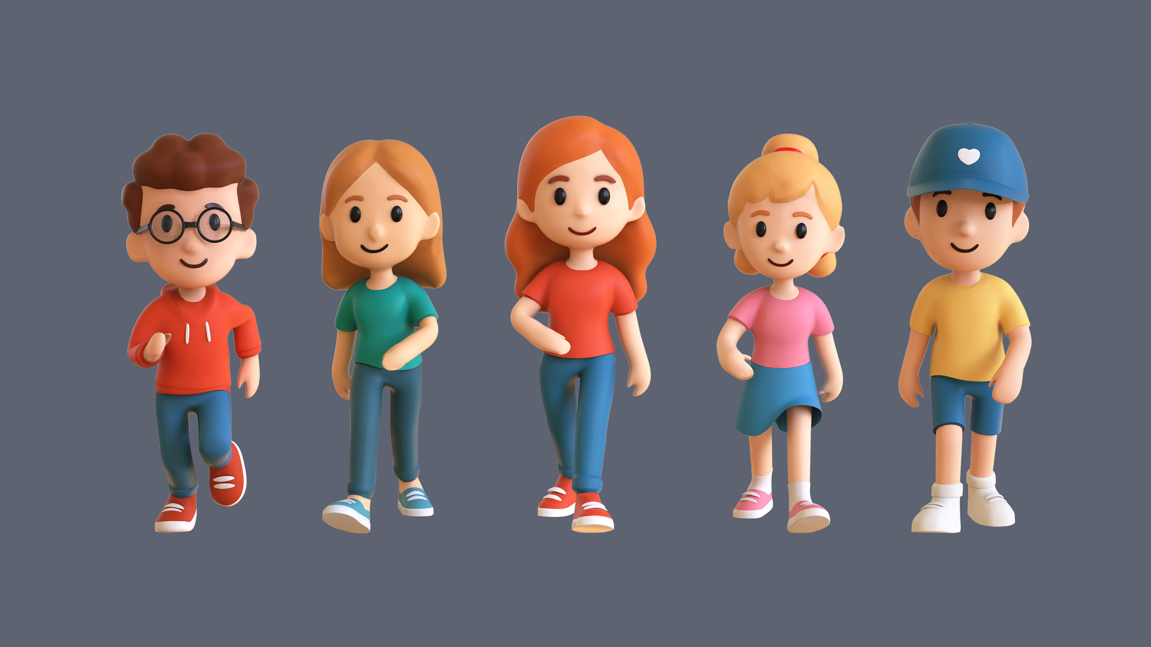 Casual Characters 01 Low-poly 3D model_4