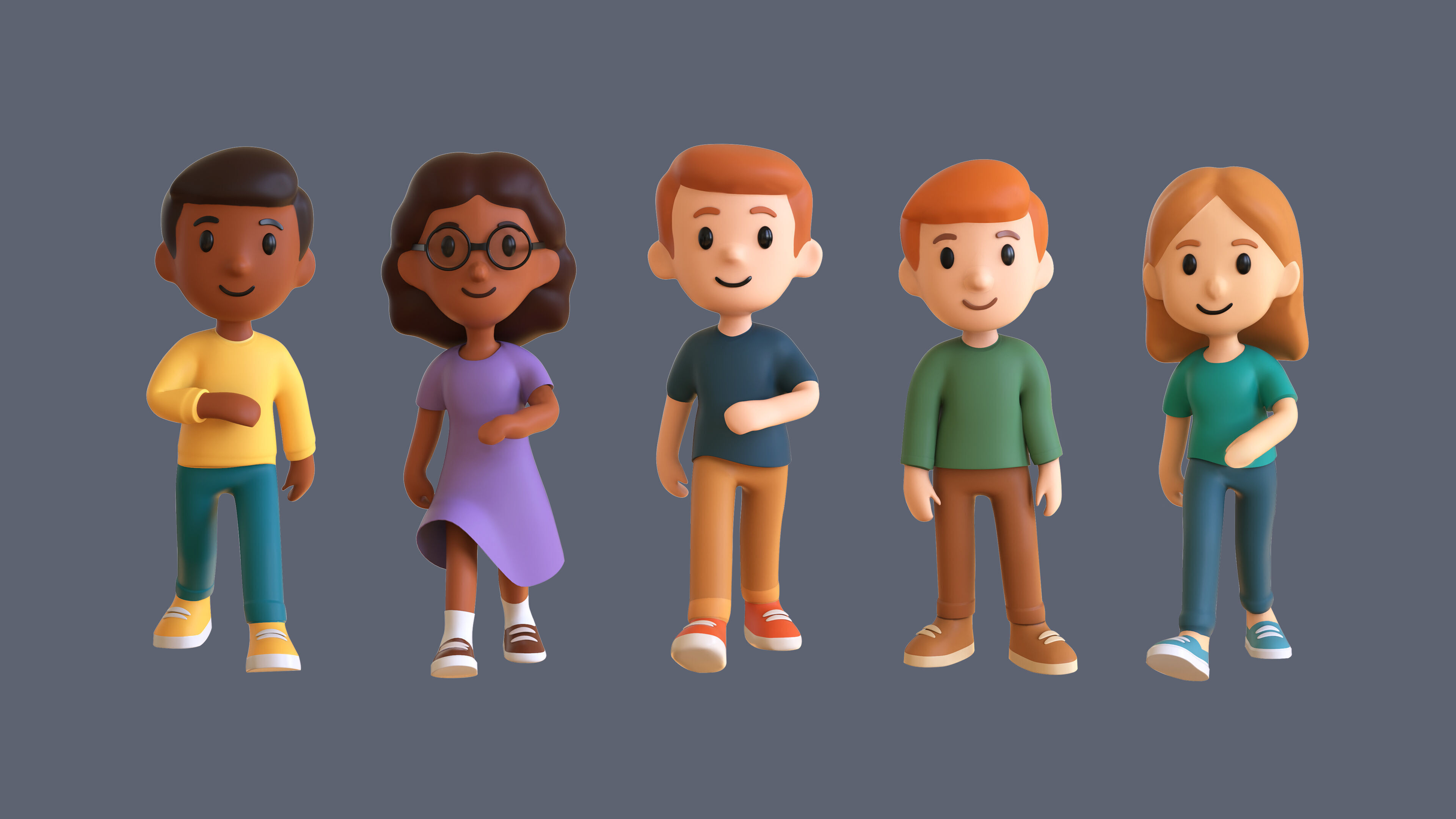 Casual Characters 01 Low-poly 3D model_5