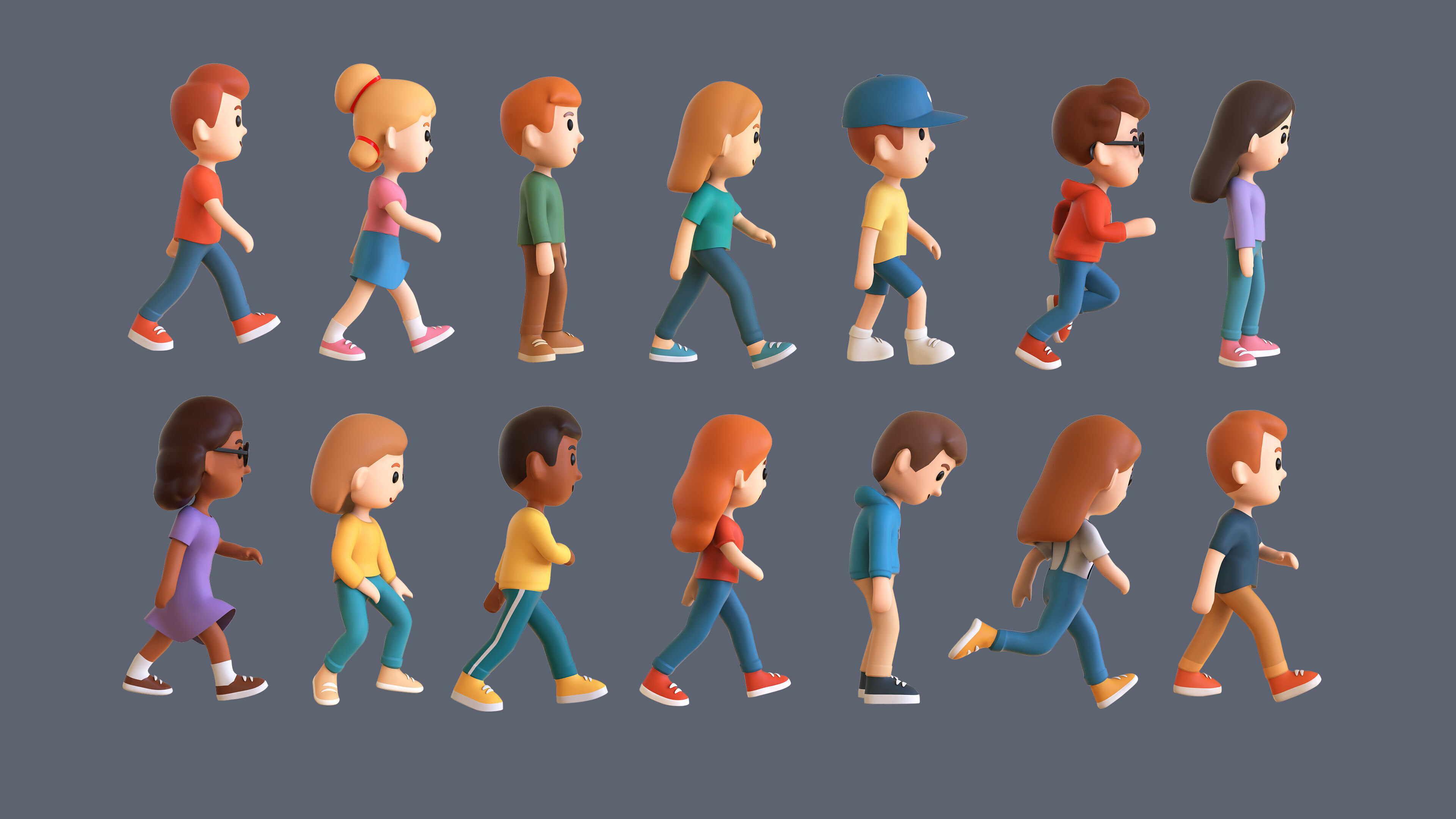 Casual Characters 01 Low-poly 3D model_2