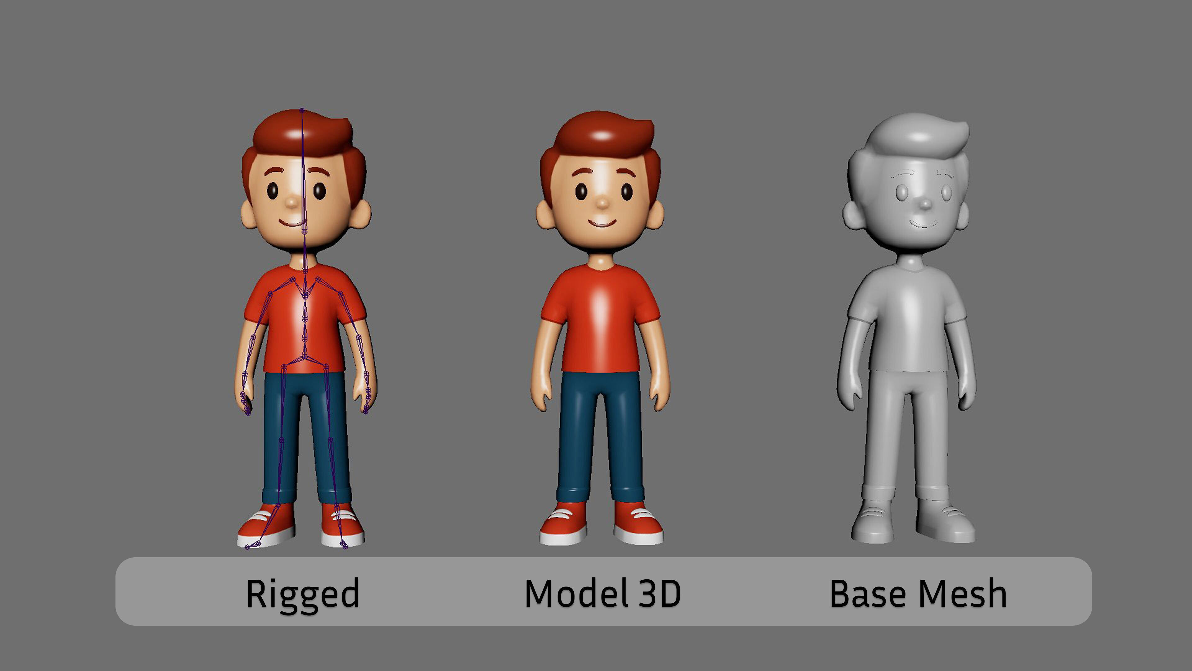 Casual Characters 01 Low-poly 3D model_6