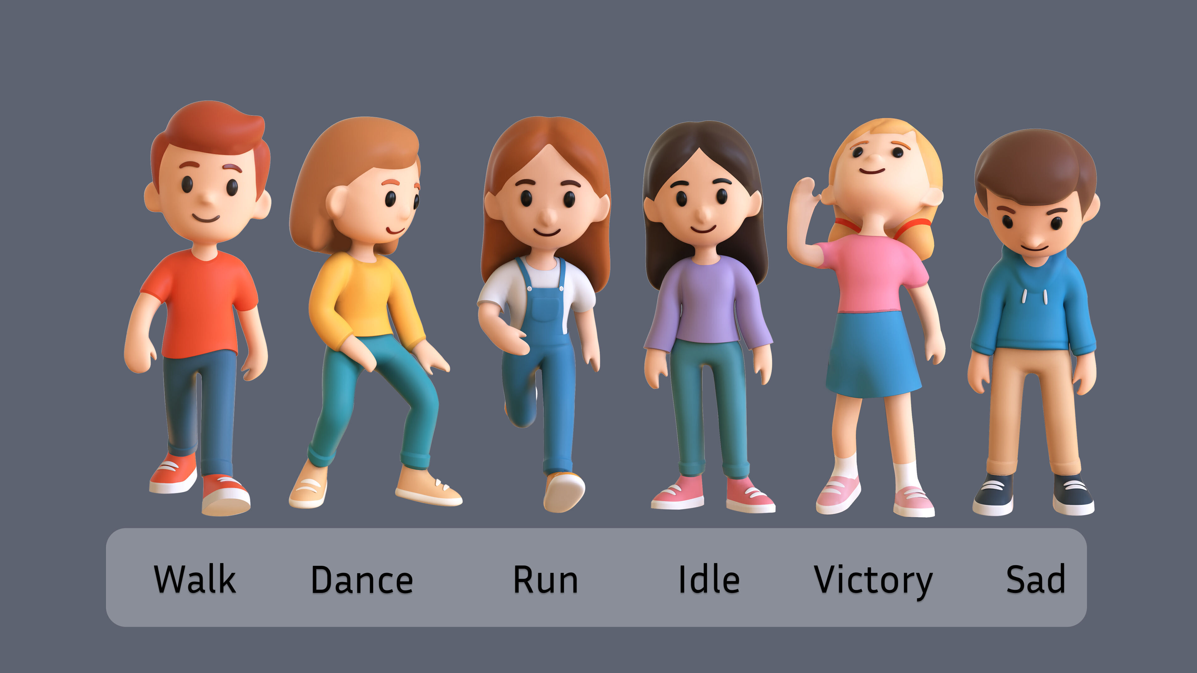 Casual Characters 01 Low-poly 3D model_3