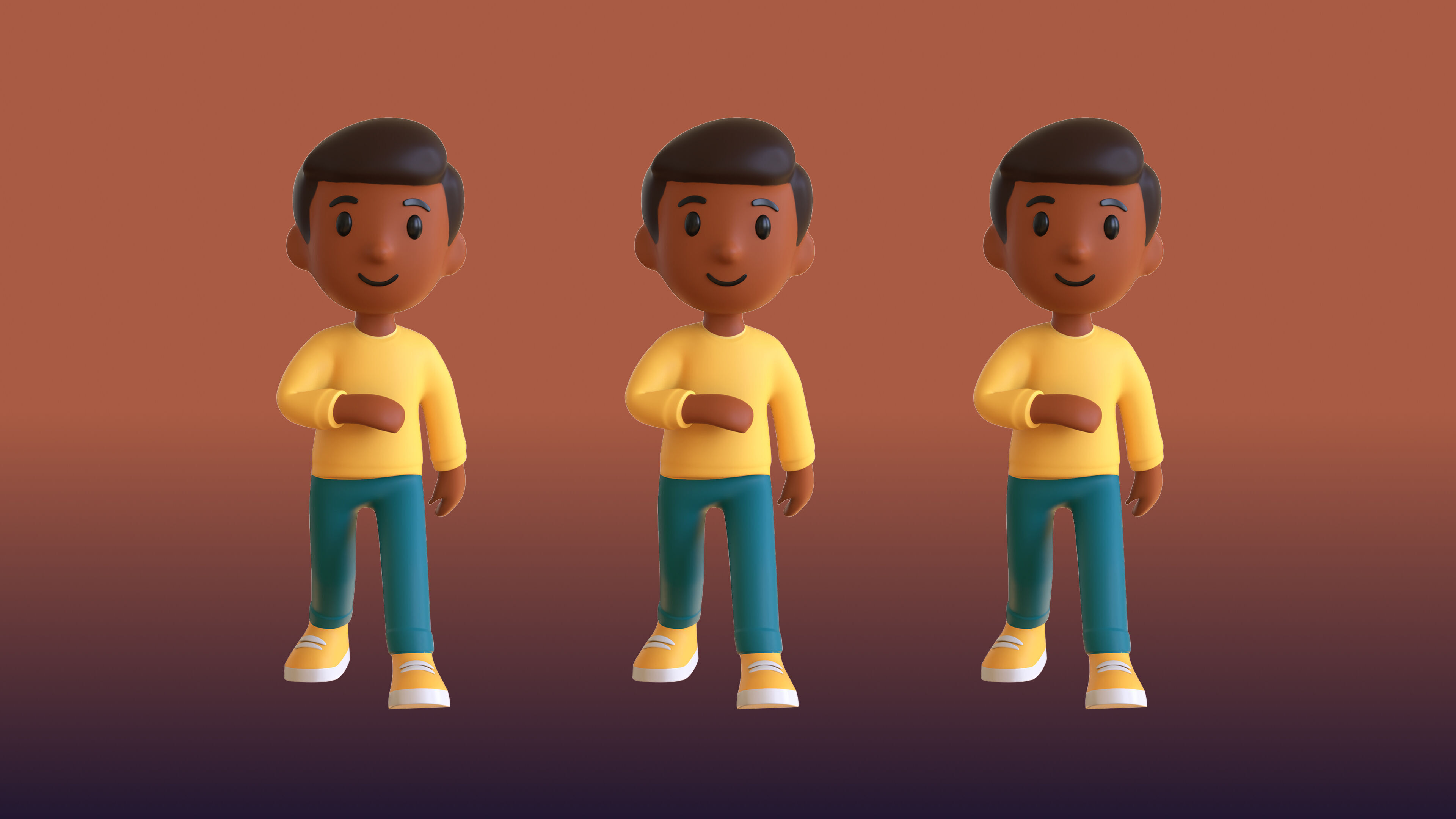 Casual Characters 01 Low-poly 3D model_22
