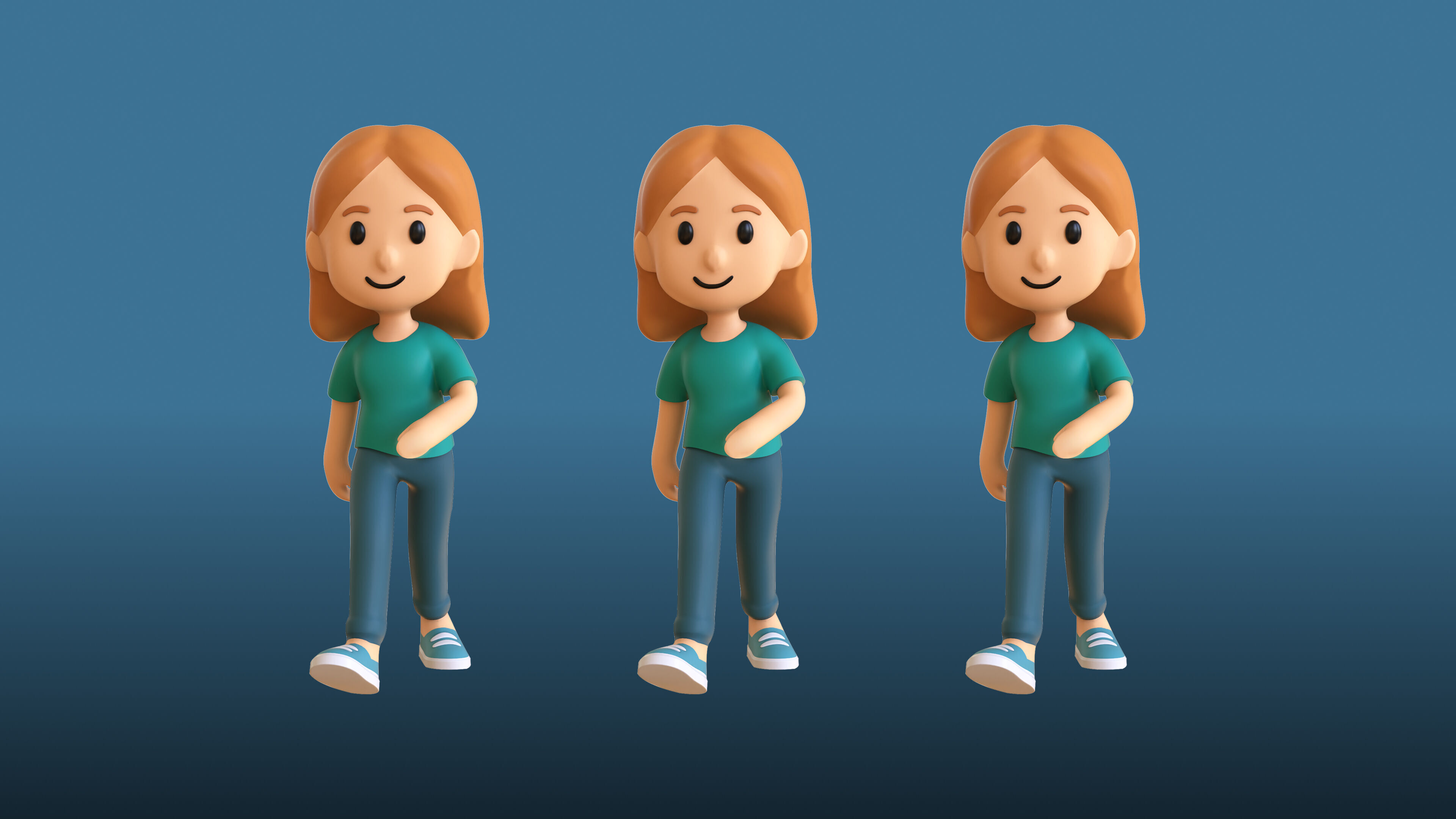 Casual Characters 01 Low-poly 3D model_12