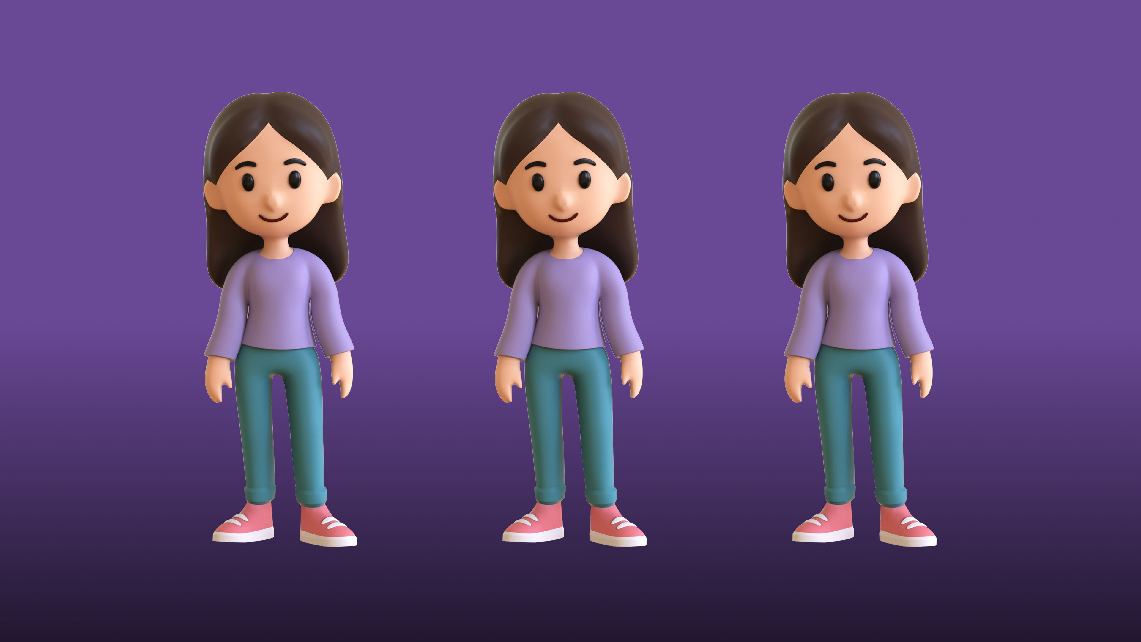 Casual Characters 01 Low-poly 3D model_17