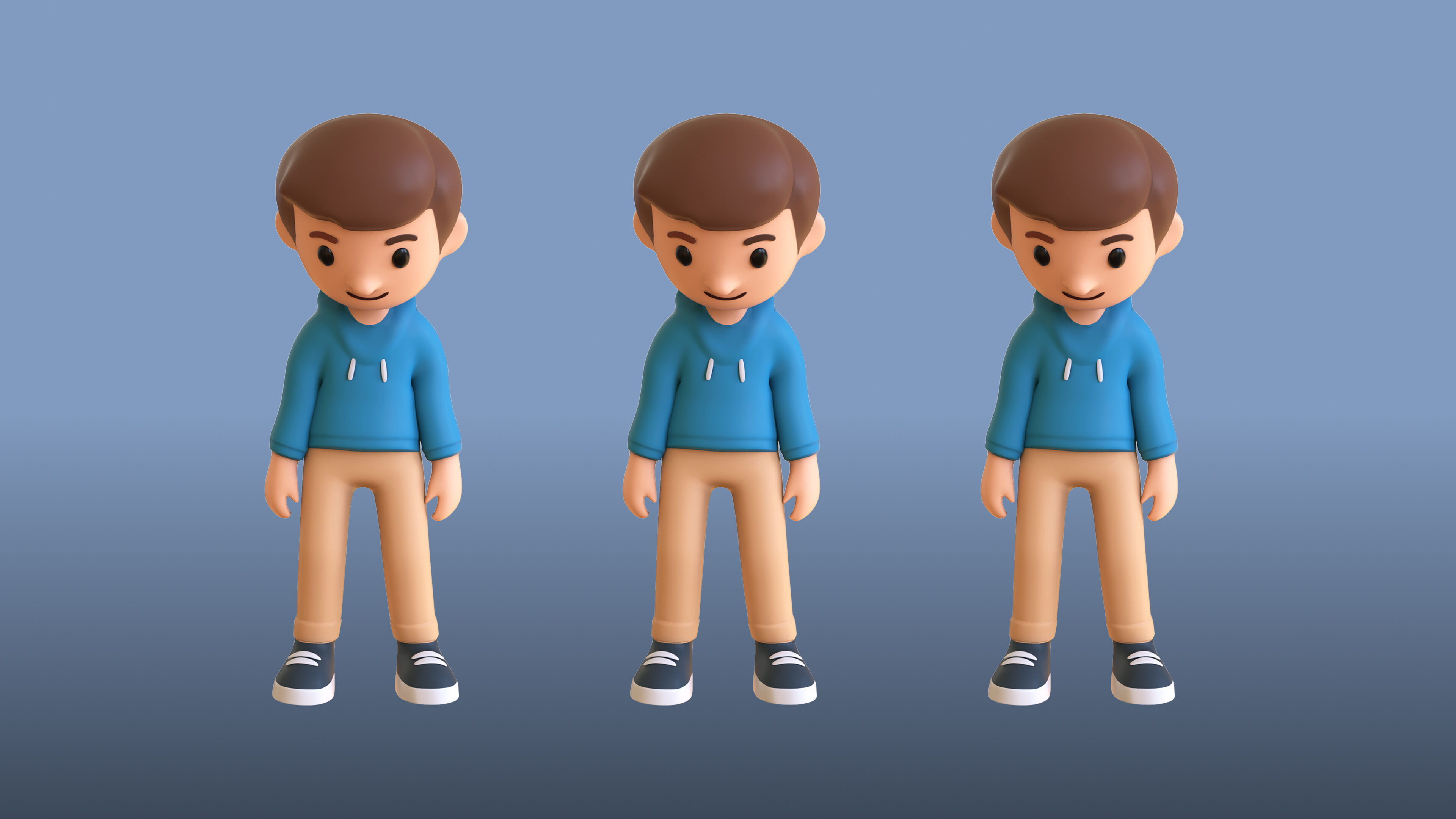 Casual Characters 01 Low-poly 3D model_20