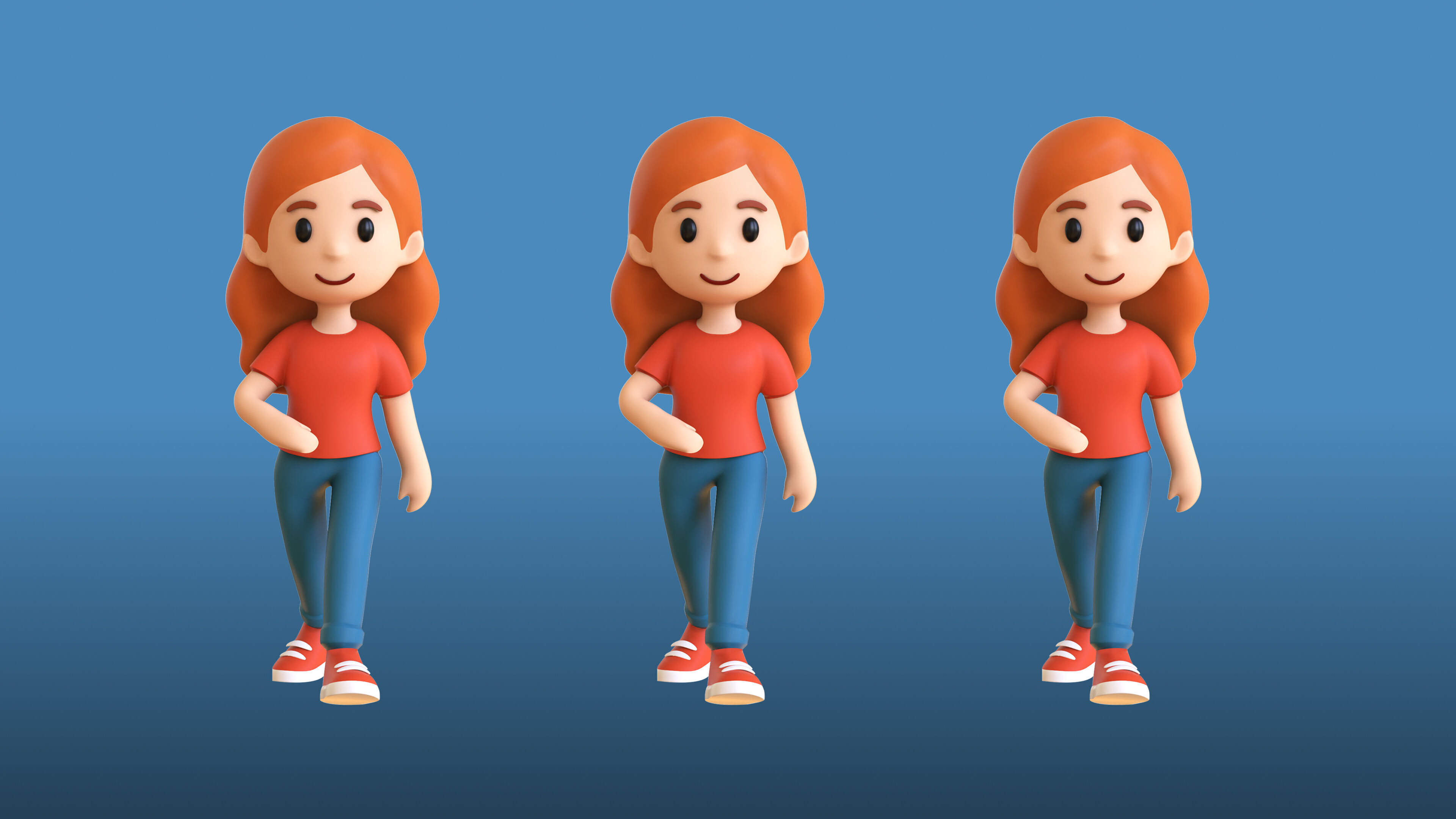 Casual Characters 01 Low-poly 3D model_16