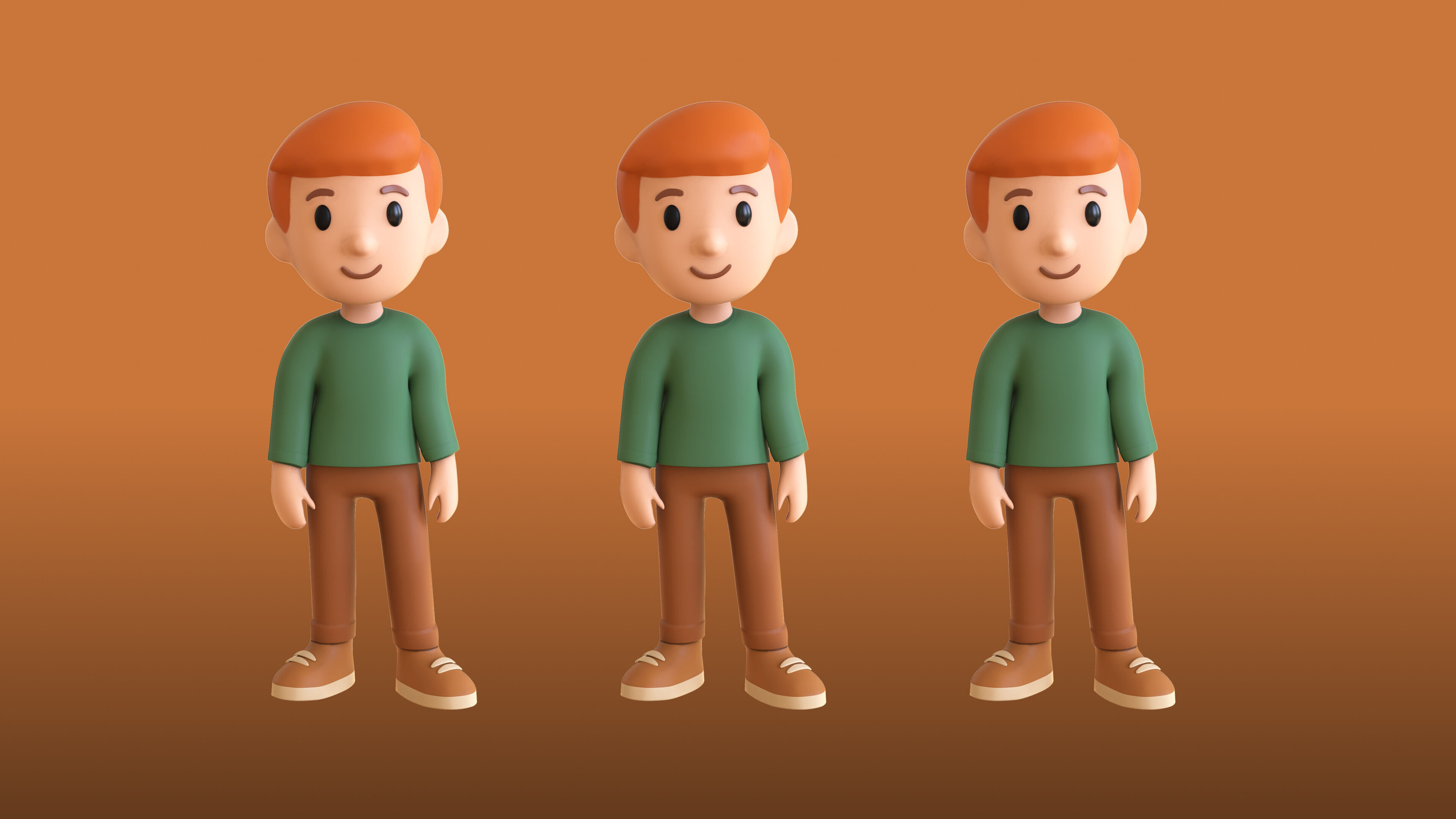 Casual Characters 01 Low-poly 3D model_13
