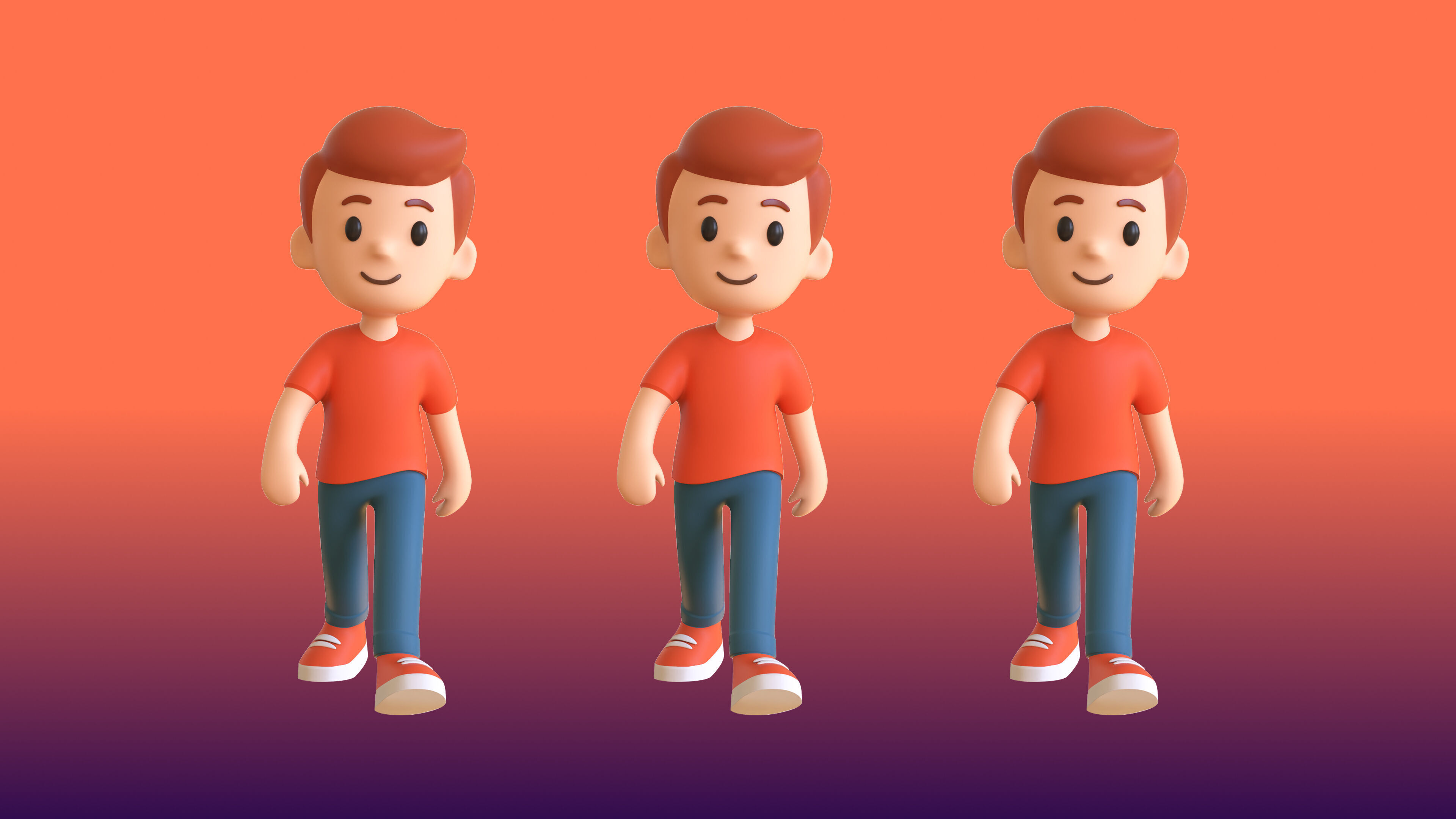 Casual Characters 01 Low-poly 3D model_23