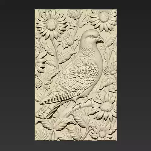 Pigeon and Sunflowers A58 3D print model
