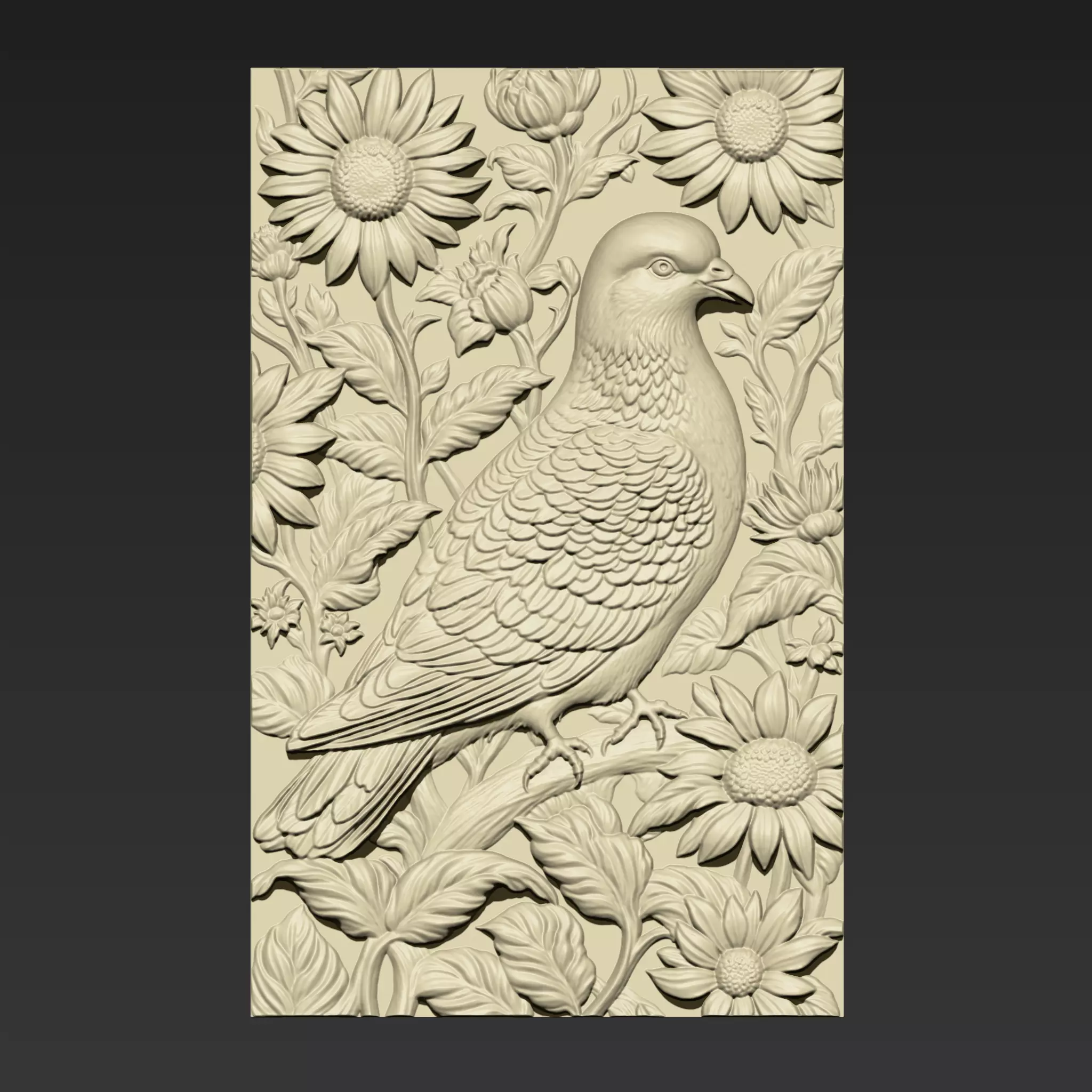 Pigeon and Sunflowers A58 3D print model