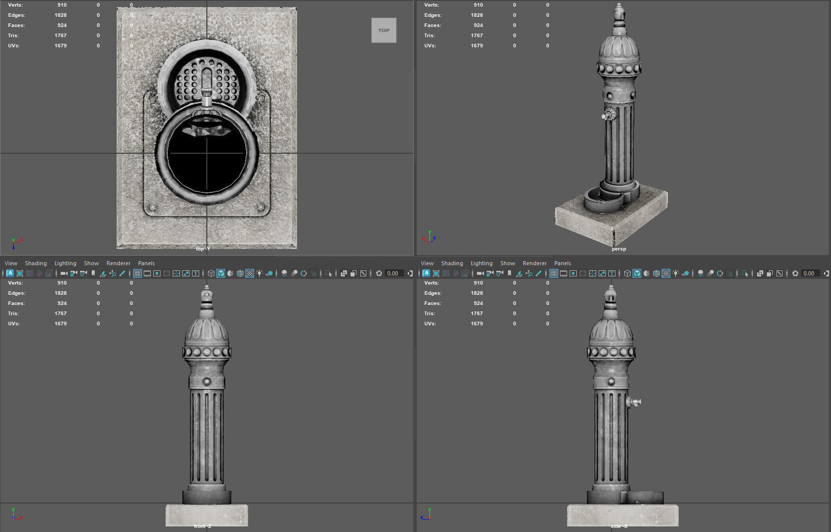 Ornamental Drinking Fountain Low-poly 3D model_7