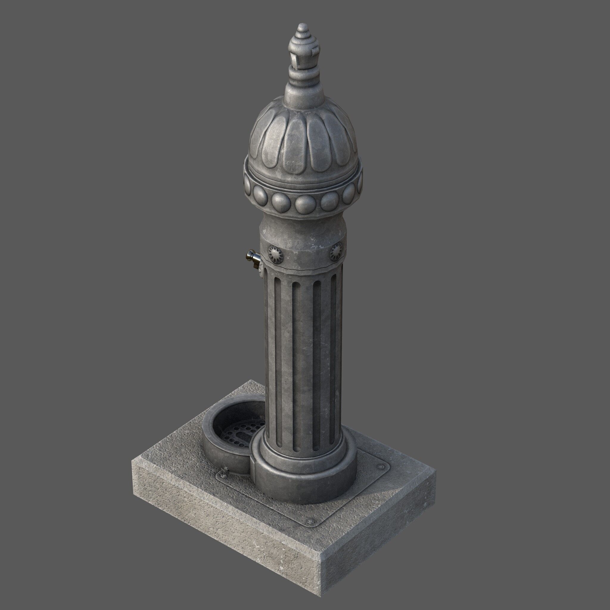 Ornamental Drinking Fountain Low-poly 3D model_12