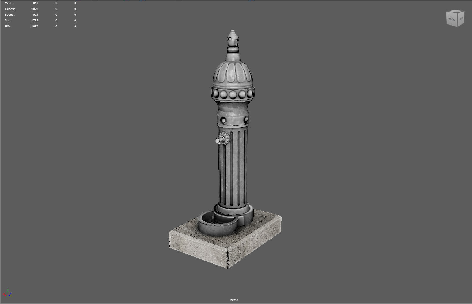Ornamental Drinking Fountain Low-poly 3D model_5