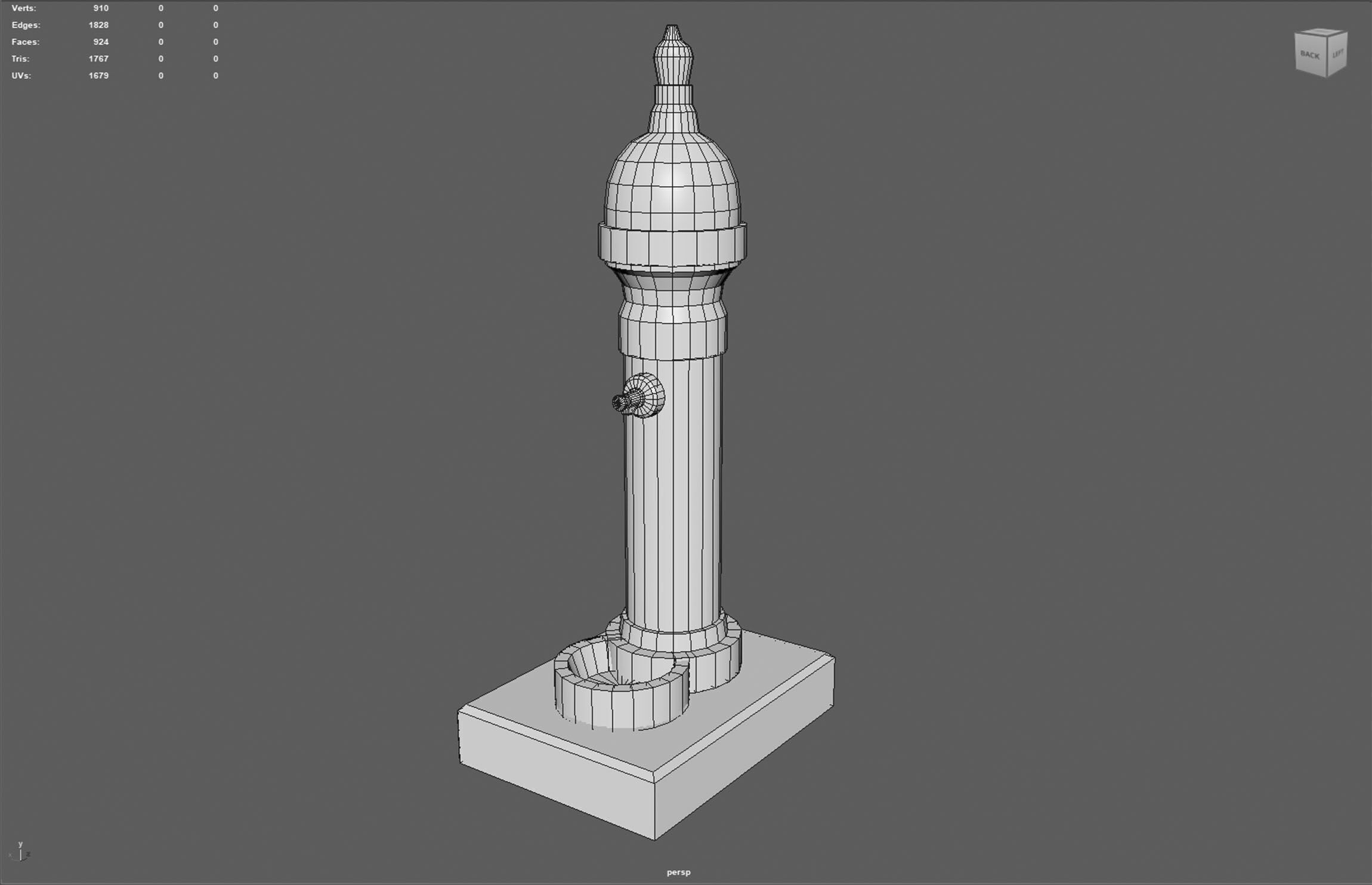 Ornamental Drinking Fountain Low-poly 3D model_11