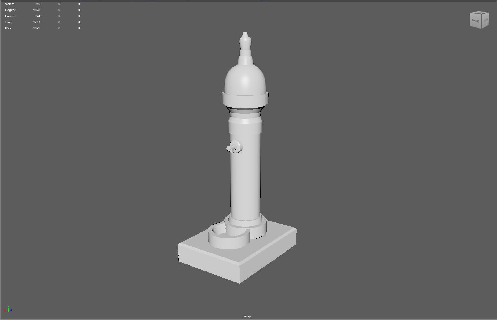 Ornamental Drinking Fountain Low-poly 3D model_6