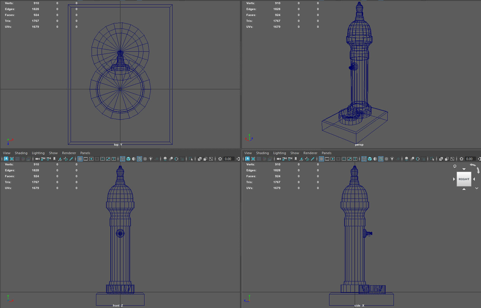 Ornamental Drinking Fountain Low-poly 3D model_9