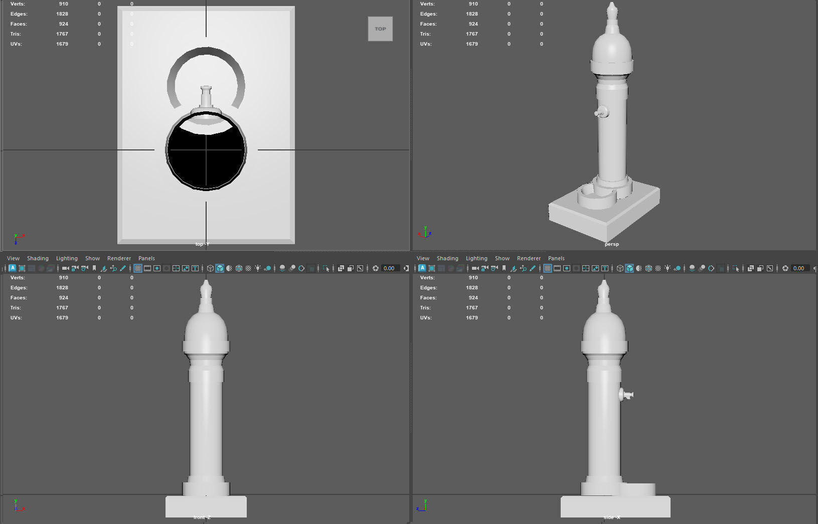 Ornamental Drinking Fountain Low-poly 3D model_8