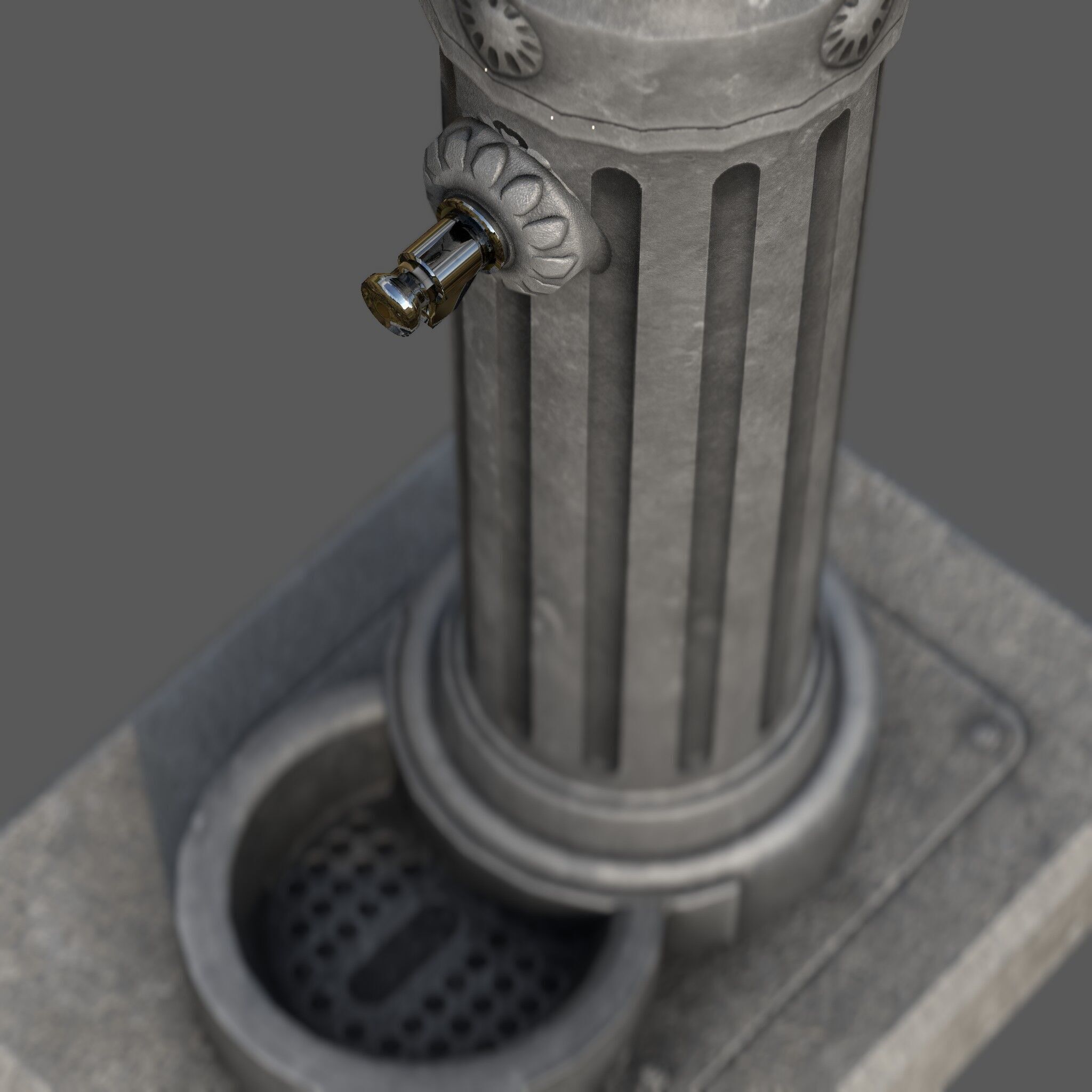 Ornamental Drinking Fountain Low-poly 3D model_1