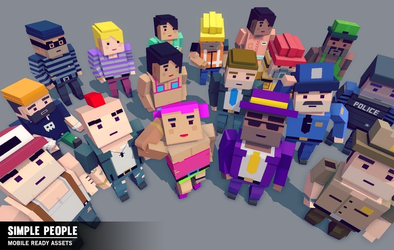 Simple People - Cartoon Assets Low-poly 3D model_1