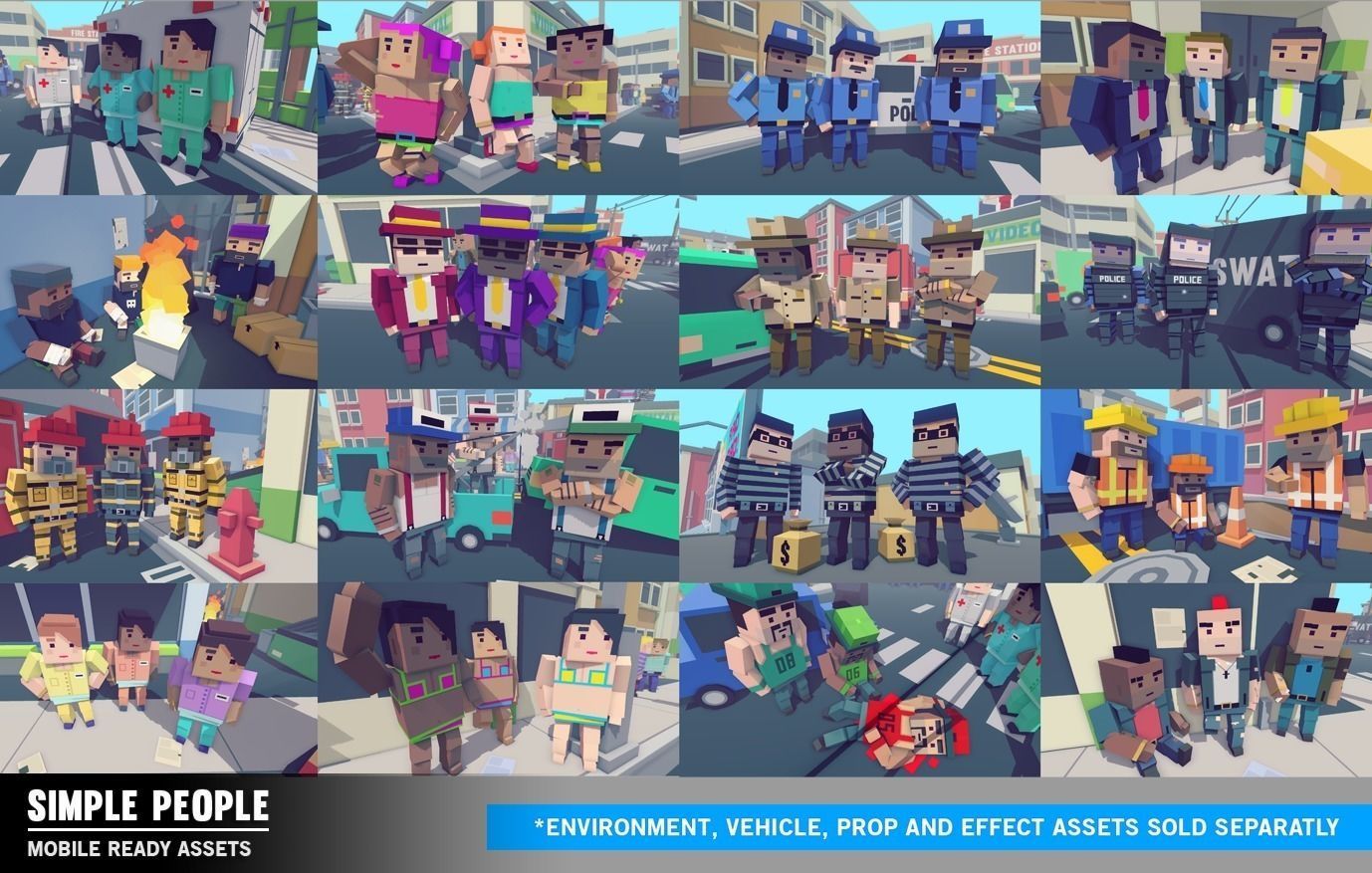 Simple People - Cartoon Assets Low-poly 3D model_3
