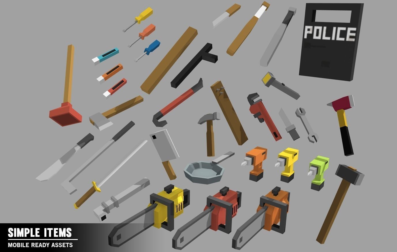 Simple Items - Cartoon Assets Low-poly 3D model_4