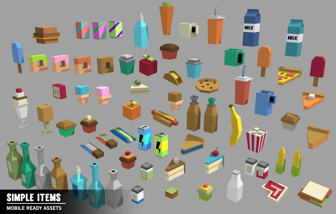 Simple Items - Cartoon Assets Low-poly 3D model_3