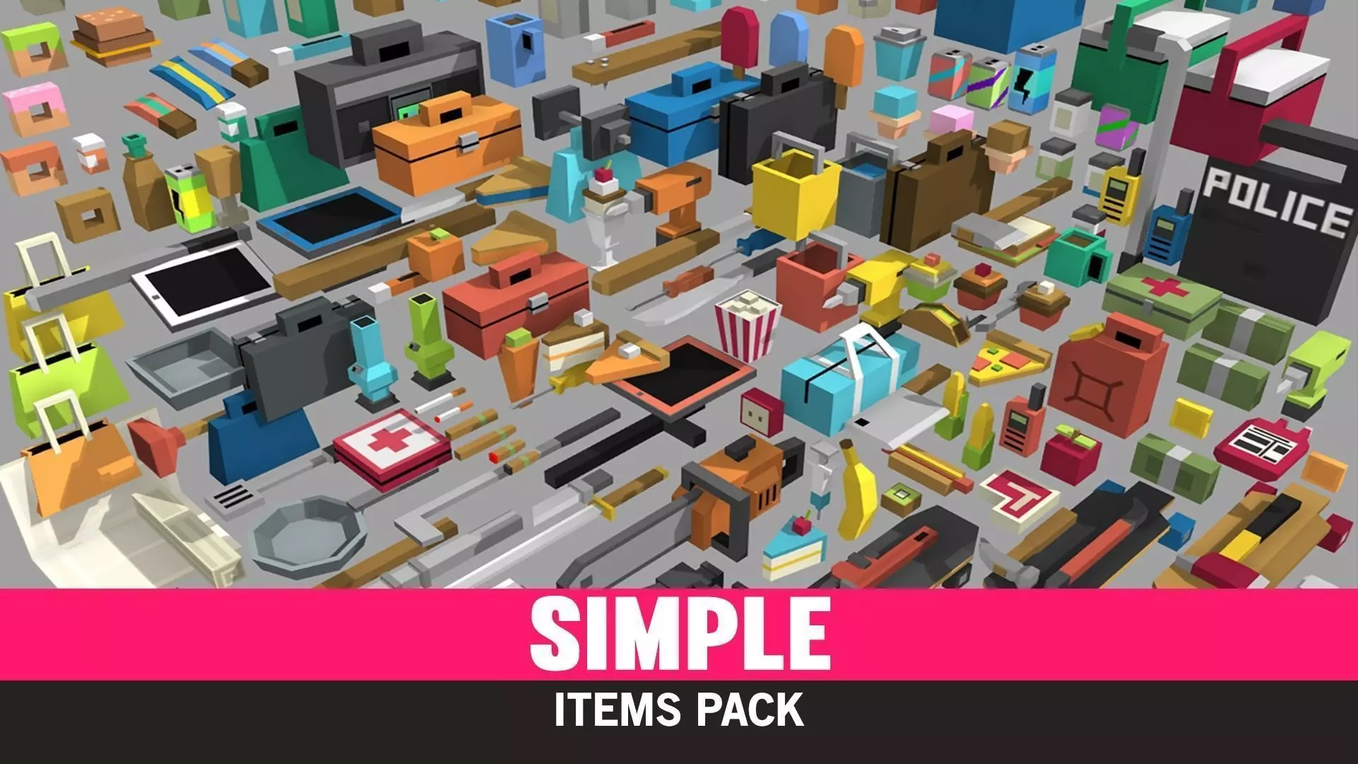 Simple Items - Cartoon Assets Low-poly 3D model_0