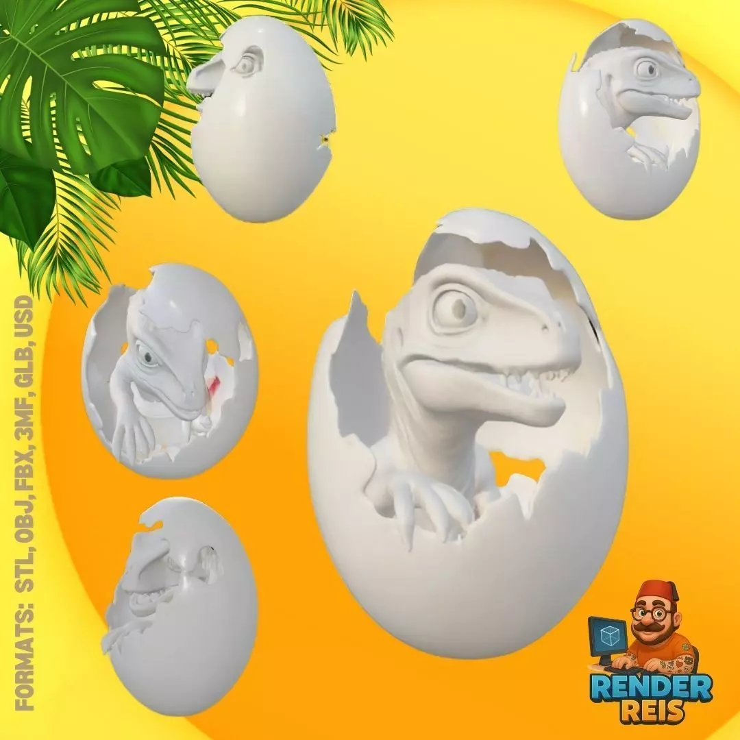 Hatching Baby Dinosaur Unique Design Pendants 3D print model_0