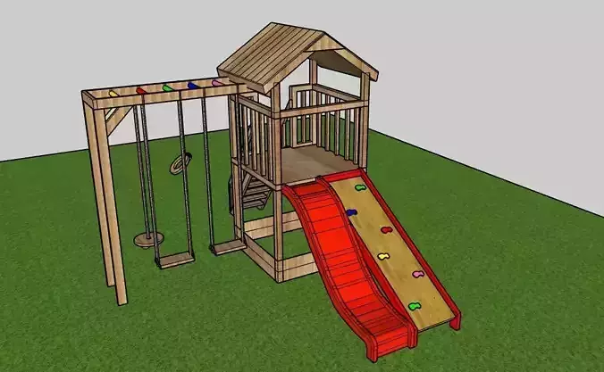 Mini Playground 3D Model  Classic Indonesian Design 