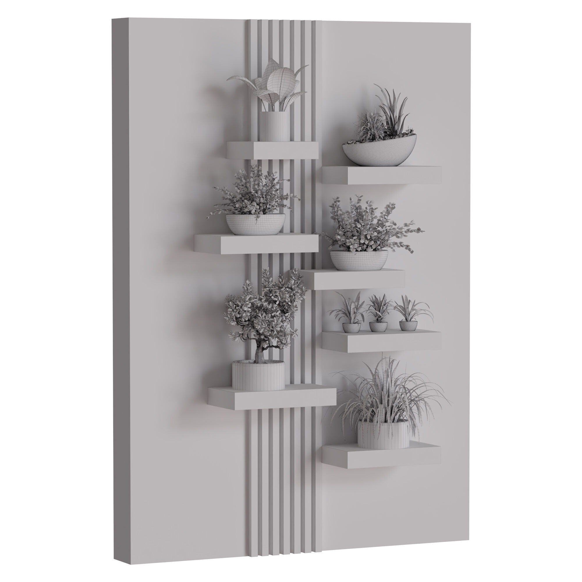 collection of plants in vase set 527 3D model_4