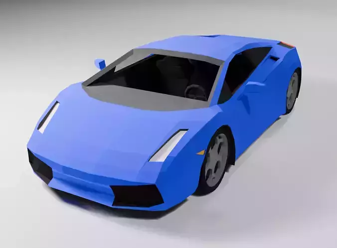 Sport Car Low-Poly 3D Model with interior