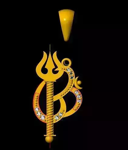 trishul om pendant 3dm file