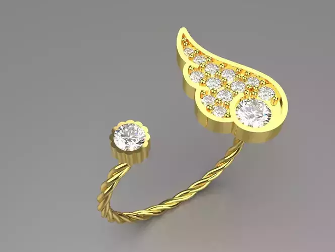 Yellow gold angel wing ring with diamonds model ring jr00131