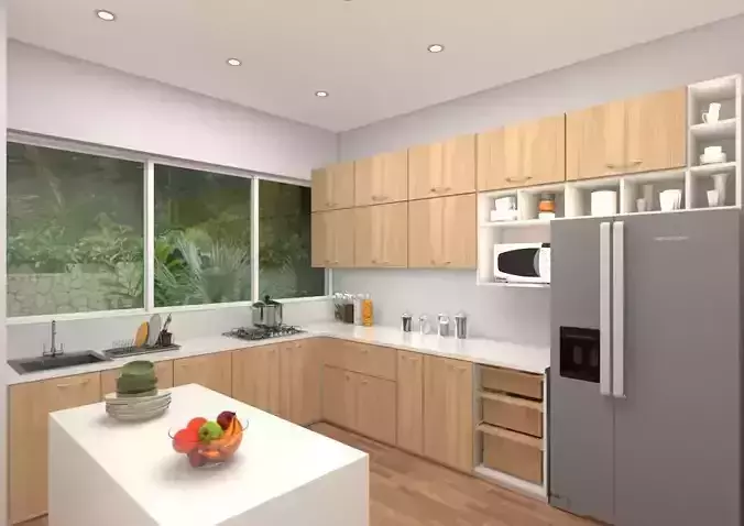 MODERN KITCHEN SKETCHUP VRAY SCENE DS001