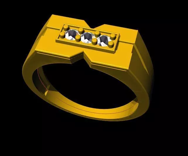 men diamond ring 3dm file 3D print model_0