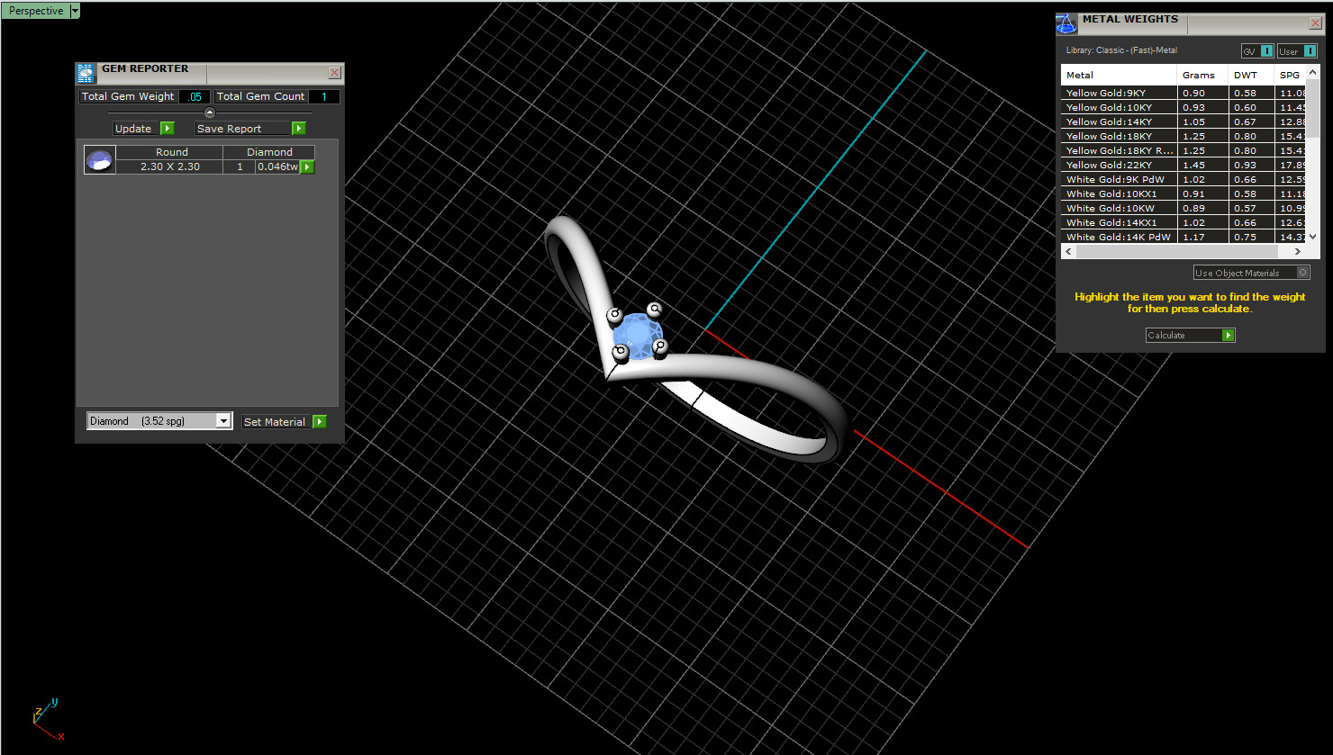 Lightweigt ring with gem model 1110 3D print model_4