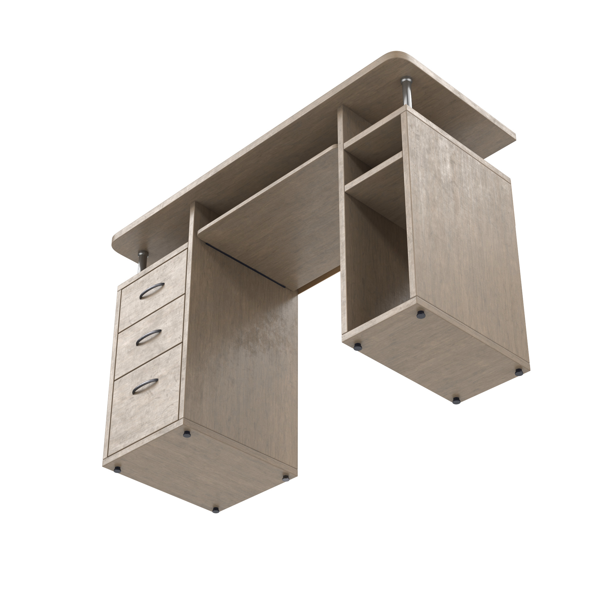 Computer Desk Low-poly 3D model_2