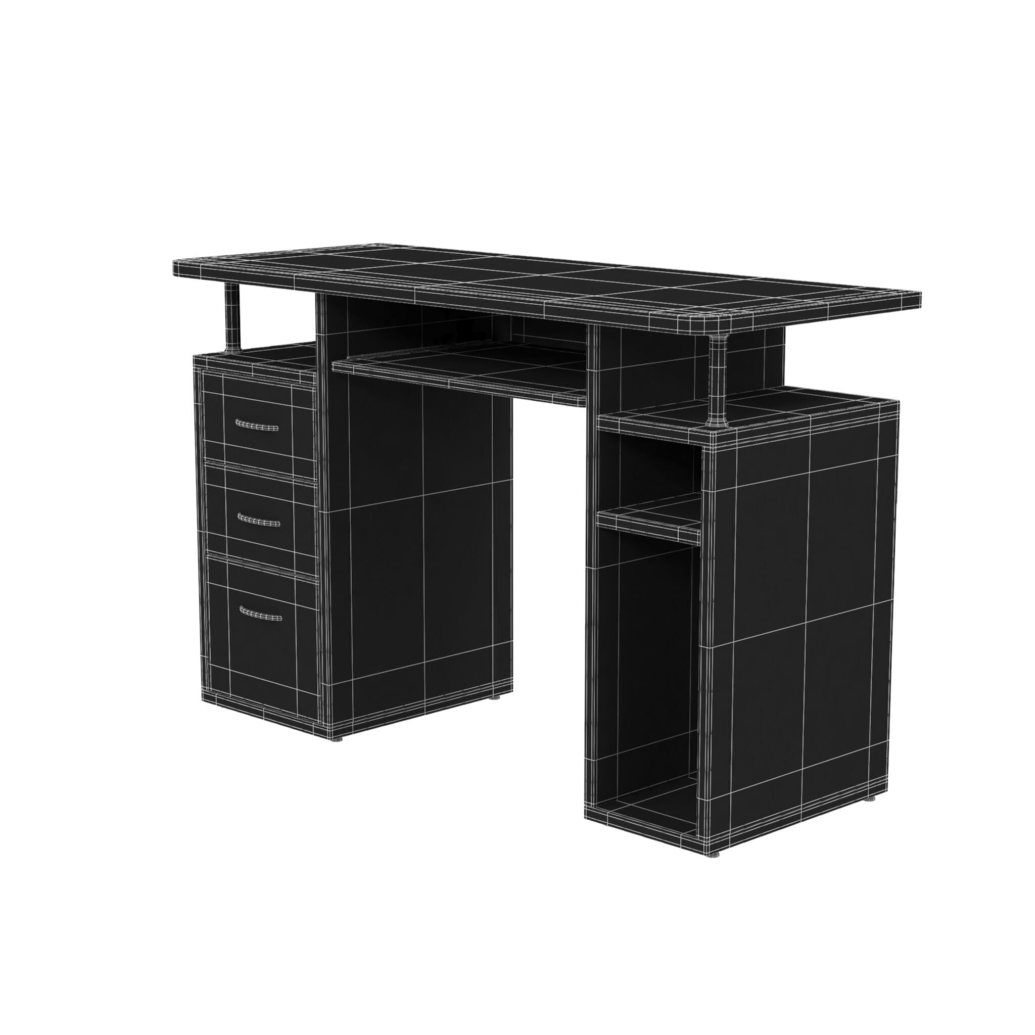Computer Desk Low-poly 3D model_6