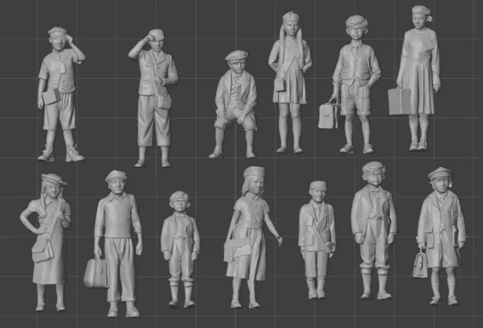 13 child evacuees WW2 3D print model