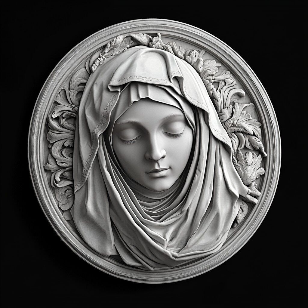 Virgin Mary Bas Relief Classic Style 3D print model_1
