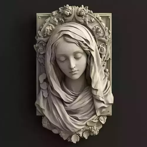 Virgin Mary Bas Relief Classic Style