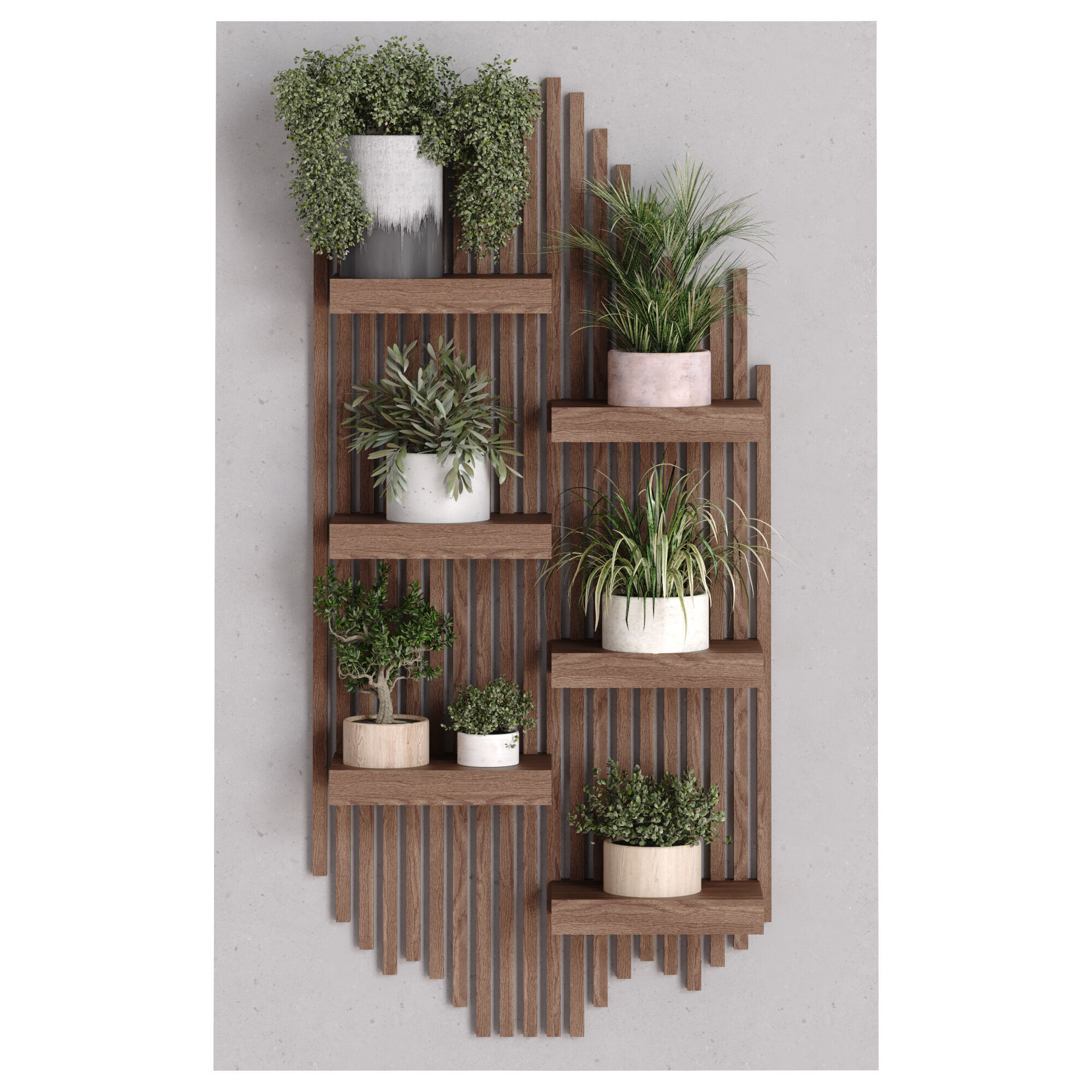 collection of plants in vase set 528 3D model_1