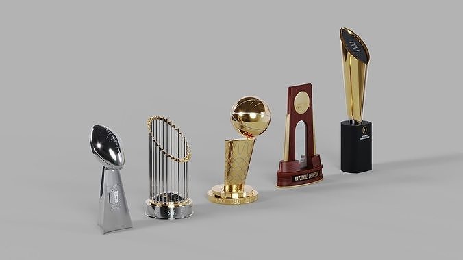 NFL MLB NBA College Basketball and Football Trophies Pack 3D Model Collection
