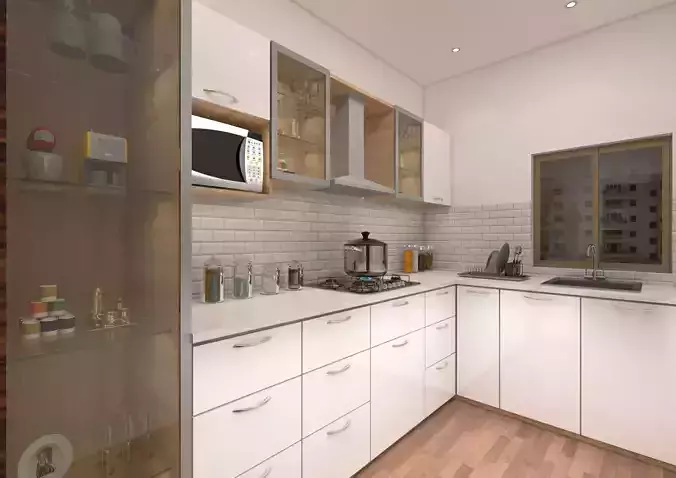 MODERN KITCHEN SKETCHUP VRAY SCENE DS002